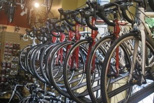 Bikes in a bicycle store