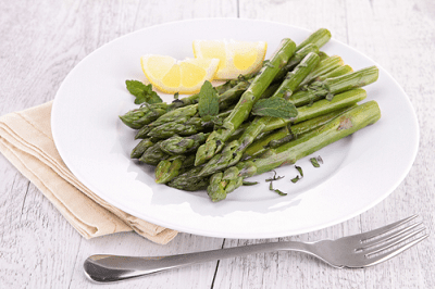 Plate of fresh asparagus