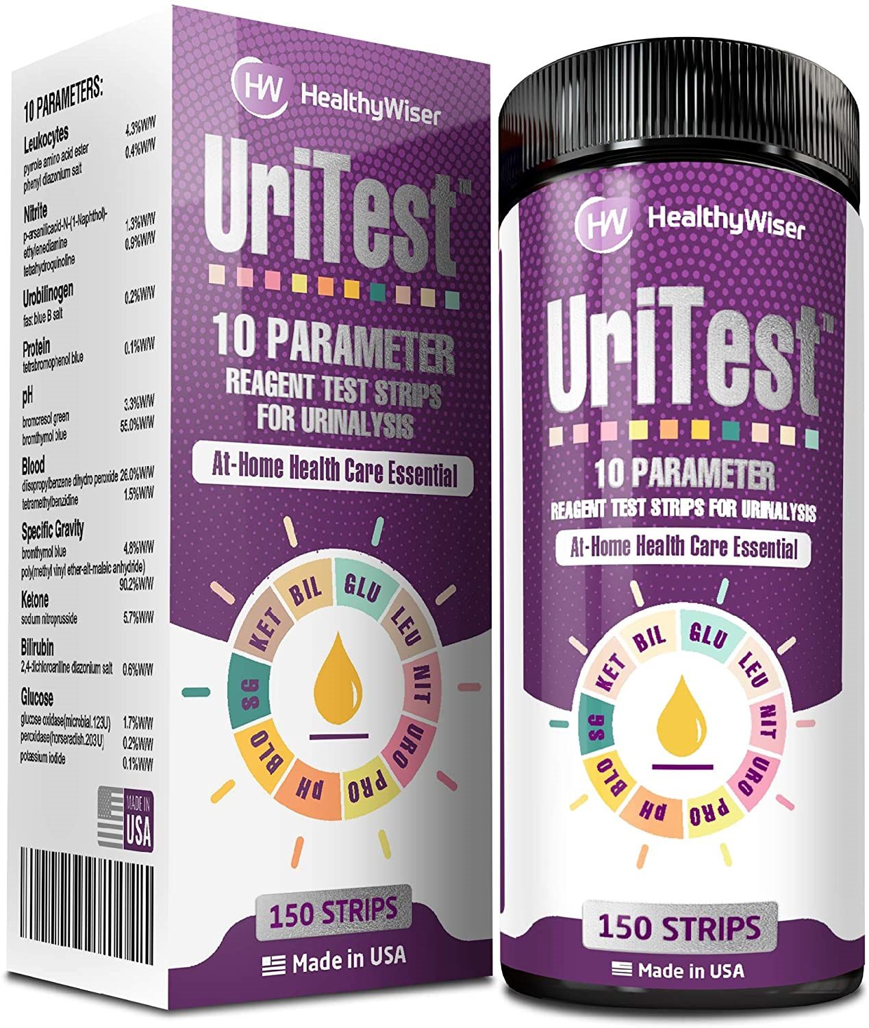 Uritest 10 Parameters Urine Test Strips for Urinalysis
