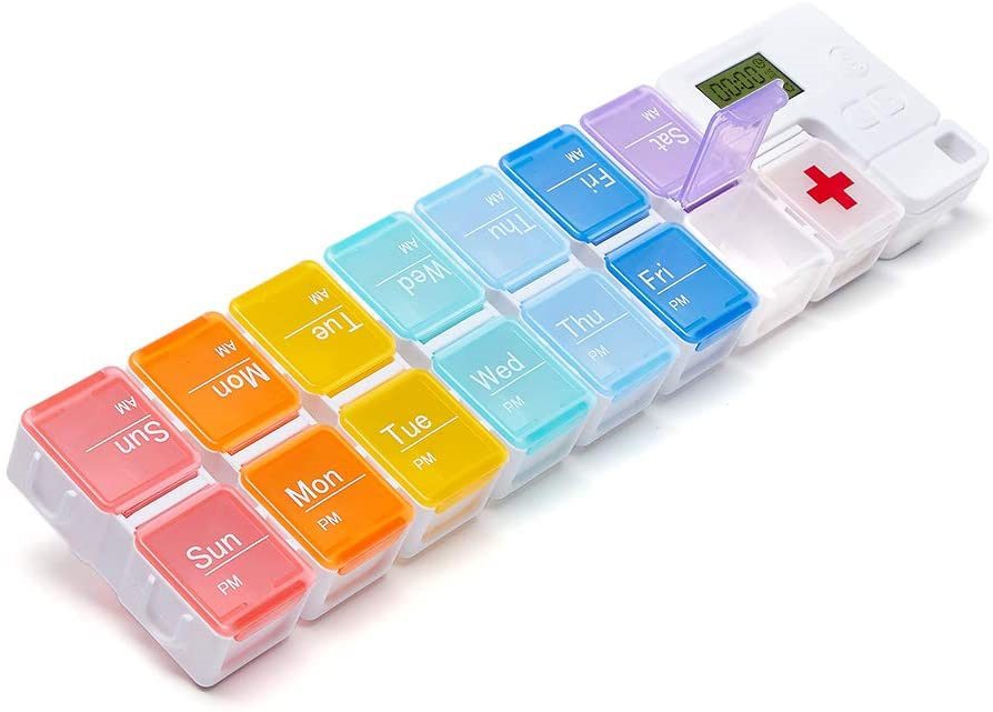 Medication Reminders for Elderly - 7 Day AM PM Pill Organizer with Reminder Alarm
