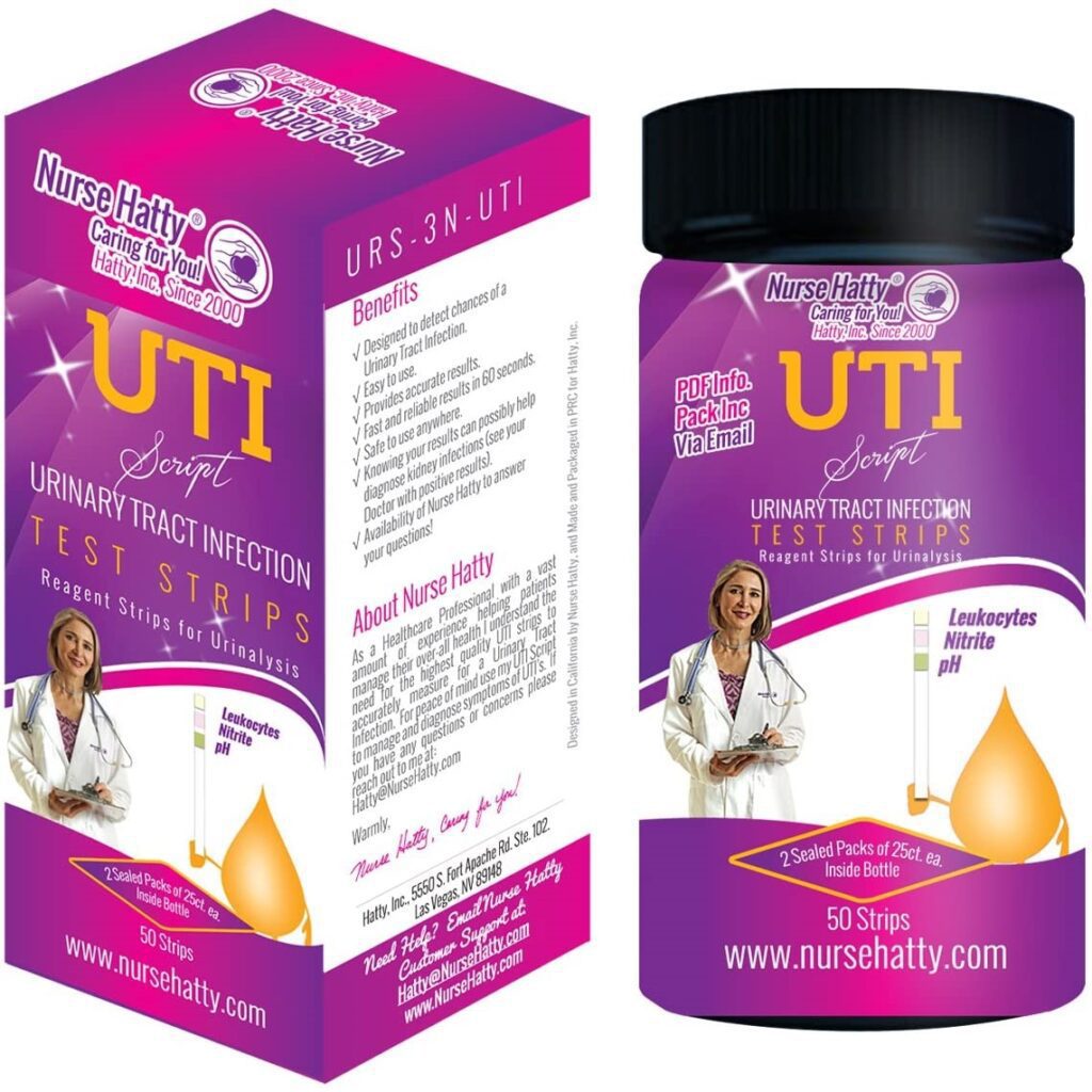 Nurse Hatty - UTI Test Strips 50ct. (2 Sealed Packs of 25ct. per Barrel) Professional Grade Urinary Tract Infection Test Strips